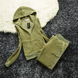 Hulianfu Spring/Fall Women's Brand Velvet Fabric Tracksuits Velour Suit Women Track Suit Hoodies And Pants fat sister sportswear