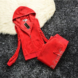 Hulianfu Spring/Fall Women's Brand Velvet Fabric Tracksuits Velour Suit Women Track Suit Hoodies And Pants fat sister sportswear