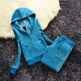 Hulianfu Spring/Fall Women's Brand Velvet Fabric Tracksuits Velour Suit Women Track Suit Hoodies And Pants fat sister sportswear