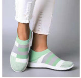 flowersverse Womens Casual Shoes Woman Mesh Sneakers New Spring Knitted Flat Ladies Slip on Female Footwear Plus Size 35-43