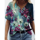 hulianfu Print Harajuku Summer Casual Women Clothes Short Sleeve Loose Tshirts Street Hipster Tee Shirts V Neck Tops Femme T-shirt