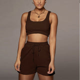 Women Set With Skirt Solid Slim Ladies Skirts Suit Sleeveless Sweatshirt Crop Tops And Split Lace Up Bottom  Summer Fashion