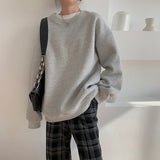 Spring Fleece Thick Sweatshirt Vintage Solid Warm O Neck Pullover Grey Brown Lady New All-match Hooded Autumn Women Coat