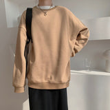Spring Fleece Thick Sweatshirt Vintage Solid Warm O Neck Pullover Grey Brown Lady New All-match Hooded Autumn Women Coat