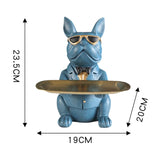HULIANFU Nordic French Bulldog Sculpture Dog Statue Statue Jewelry Storage Table Decoration Gift Belt Plate Glasses Tray Home Art Statue