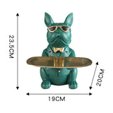 HULIANFU Nordic French Bulldog Sculpture Dog Statue Statue Jewelry Storage Table Decoration Gift Belt Plate Glasses Tray Home Art Statue