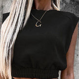 Women Set With Skirt Solid Slim Ladies Skirts Suit Sleeveless Sweatshirt Crop Tops And Split Lace Up Bottom  Summer Fashion