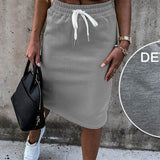 Women Set With Skirt Solid Slim Ladies Skirts Suit Sleeveless Sweatshirt Crop Tops And Split Lace Up Bottom  Summer Fashion