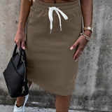 Women Set With Skirt Solid Slim Ladies Skirts Suit Sleeveless Sweatshirt Crop Tops And Split Lace Up Bottom  Summer Fashion