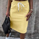 Women Set With Skirt Solid Slim Ladies Skirts Suit Sleeveless Sweatshirt Crop Tops And Split Lace Up Bottom  Summer Fashion