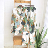 Spring Leaves Printed Women's Pajama Cotton Plus Size Two-piece Set Brief Fashion Long Sleeve Home Clothes Female Sleepwear