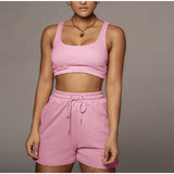 Women Set With Skirt Solid Slim Ladies Skirts Suit Sleeveless Sweatshirt Crop Tops And Split Lace Up Bottom  Summer Fashion