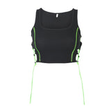 Black Corset Top Sexy Cute Spaghetti Strap Crop Top Fashion High Street Summer Women Cami Top 90s Y2k Aesthetic Camisole