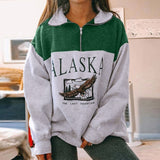 Hulianfu Vintage Zip up Women Sweatshirts Streetwear Letter Printed Hoodies Women Back To The Basics Loose Sweatshirt with Fleece