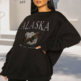 Hulianfu Vintage Zip up Women Sweatshirts Streetwear Letter Printed Hoodies Women Back To The Basics Loose Sweatshirt with Fleece
