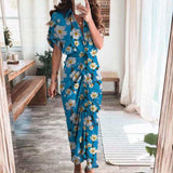 hulianfu Women Summer Elegant Button Ruched Bandage Shirt Dress Fashion Casual Short Sleeve Solid V Neck Beach Maxi Dress