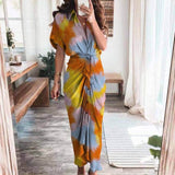 hulianfu Women Summer Elegant Button Ruched Bandage Shirt Dress Fashion Casual Short Sleeve Solid V Neck Beach Maxi Dress