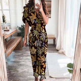hulianfu Women Summer Elegant Button Ruched Bandage Shirt Dress Fashion Casual Short Sleeve Solid V Neck Beach Maxi Dress