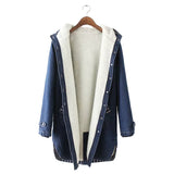 Hulianfu New Winter Women Lamb Fur Parka Coat Warm Hooded Fur Denim Jacket Big Size Casual JeanCoat Female Thick Warm Denim Jacket
