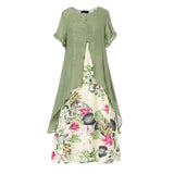 hulianfu Yitonglian Women's Summer Chic Short Sleeve Fashion Boho Style Loose Maxi Dress Plus Size Floral Dresses S0250