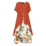 hulianfu Yitonglian Women's Summer Chic Short Sleeve Fashion Boho Style Loose Maxi Dress Plus Size Floral Dresses S0250