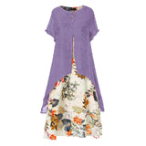 hulianfu Yitonglian Women's Summer Chic Short Sleeve Fashion Boho Style Loose Maxi Dress Plus Size Floral Dresses S0250