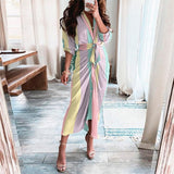 hulianfu Women Summer Elegant Button Ruched Bandage Shirt Dress Fashion Casual Short Sleeve Solid V Neck Beach Maxi Dress