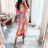 hulianfu Women Summer Elegant Button Ruched Bandage Shirt Dress Fashion Casual Short Sleeve Solid V Neck Beach Maxi Dress