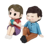 HULIANFU Mini Couple Figures Grandma Grandpa Sweety Lovers Couple Ornament For Fairy Garden Figurines Miniature Home Decoration