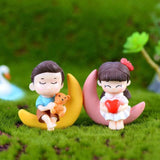 HULIANFU Mini Couple Figures Grandma Grandpa Sweety Lovers Couple Ornament For Fairy Garden Figurines Miniature Home Decoration