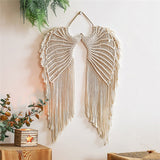 HULIANFU Macrame Wall Hanging Boho Tapestry Angels Wing Woven Bohemian Wall Decor Home Decoration For Apartment Bedroom Living Room