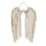 HULIANFU Macrame Wall Hanging Boho Tapestry Angels Wing Woven Bohemian Wall Decor Home Decoration For Apartment Bedroom Living Room