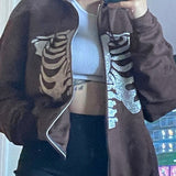Y2K Gothic Sweatshirt Oversized Hoodie Women Autumn Zip Up Long Sleeve Coat Top Female 90S Vintage E-Harajuku Grunge Clothes