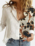 hulianfu  Fashion Retro Portrait Floral Print Women Shirt  Autumn Stitching Button Long Sleeve Cotton Linen Blouses Casual Street Lady Top