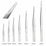 HULIANFU Stainless Steel 430 Anti-iodine Medical Tweezers Long Straight Forceps 12.5cm-30cm Straight Head Elbow Thicken Medical Tools