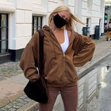 Y2K Gothic Sweatshirt Oversized Hoodie Women Autumn Zip Up Long Sleeve Coat Top Female 90S Vintage E-Harajuku Grunge Clothes