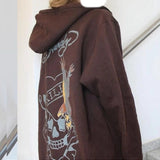 Y2K Gothic Sweatshirt Oversized Hoodie Women Autumn Zip Up Long Sleeve Coat Top Female 90S Vintage E-Harajuku Grunge Clothes