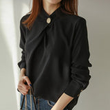 Womens Tops And Blouses Long Sleeve Chiffon Blouse Shirt Fashion hulianfu  Women Blouse Office Shirt Women Tops Blusas Clothes