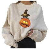 HAMSGEND Women's Clothing Solid Hoodies Halloween Fashion Women's Casual Long Sleeve Printed sweatshirt women  Hoodies
