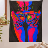 HULIANFU Psychedelic Tapestry Wall Hanging 80s Aesthetic Wall Cloth Tapestries Hippie Decor Living Room Bedroom Bohemian INS Print