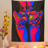 HULIANFU Psychedelic Tapestry Wall Hanging 80s Aesthetic Wall Cloth Tapestries Hippie Decor Living Room Bedroom Bohemian INS Print