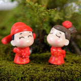 HULIANFU Mini Couple Figures Grandma Grandpa Sweety Lovers Couple Ornament For Fairy Garden Figurines Miniature Home Decoration