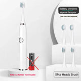 HULIANFU Super Sonic Electric Toothbrushes for Adults Kid Smart Timer Whitening Toothbrush IPX7 Waterproof Replaceable AA Battery Version