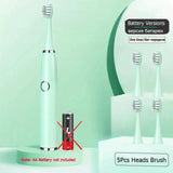 HULIANFU Super Sonic Electric Toothbrushes for Adults Kid Smart Timer Whitening Toothbrush IPX7 Waterproof Replaceable AA Battery Version