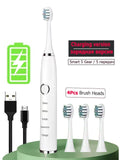 HULIANFU Super Sonic Electric Toothbrushes for Adults Kid Smart Timer Whitening Toothbrush IPX7 Waterproof Replaceable AA Battery Version