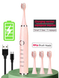 HULIANFU Super Sonic Electric Toothbrushes for Adults Kid Smart Timer Whitening Toothbrush IPX7 Waterproof Replaceable AA Battery Version