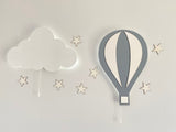 HULIANFU Set of 2- Nursery Cloud and Balloon Lamp, Cloud Lamp, Air Balloon Light, Wooden Led Light, Baby Night Lamp, My Childs Room Decor
