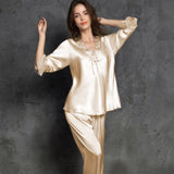 Women's Silk Satin Pajamas Pyjamas Set Sleepwear Pajamas Suit Female Sleepwear Two Piece Set Loungewear Pijama Underwear Nightie