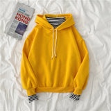 Hulianfu autumn winter Fake two-piece oversized women sweatshirt Korean style fleece hoodie Casual Pullovers harajuku solid streetwear
