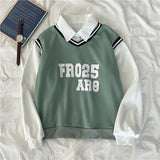 Hulianfu autumn winter Fake two-piece oversized women sweatshirt Korean style fleece hoodie Casual Pullovers harajuku solid streetwear